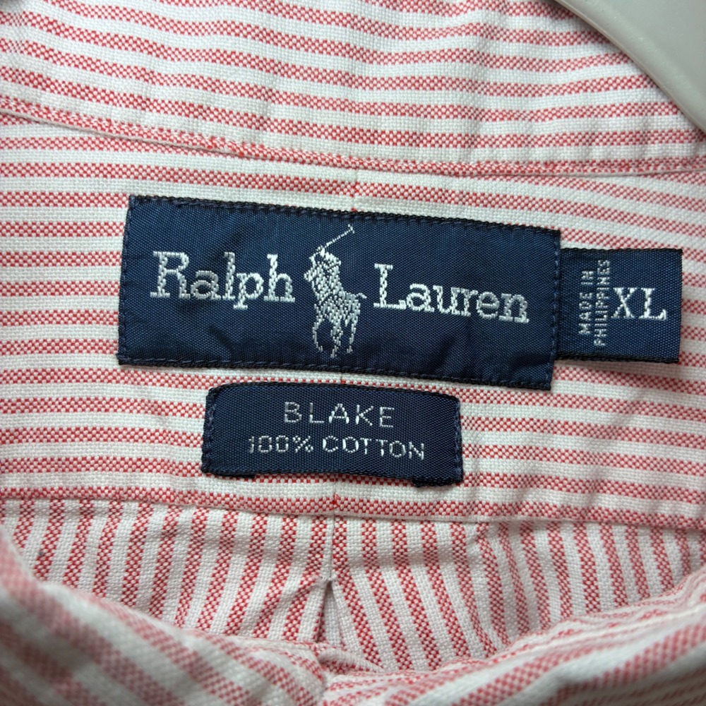 Ralph Lauren Flesh Pony Blake Oxford Shirt Men XL Red Striped Long Sleeve OCBD - Picture 4 of 7